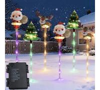 Vgpbphj 2026 New 6-Pack of Moving Christmas Lights, LED Solar Christmas Decorations Outdoor Waterproof, Solars & Battery Power, Courtyard Tree Snowman Reindeer for Xmas Pathway (B, Battery)