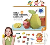 Vgpbphj 3D Handmade Origami Book, Puzzle Three-Dimensional Handicrafts, Fun DIY Pre-Cut 3D Paper Art Model, Tool-Free Design, Cartoon Origami Kit for Kids (Fruit Paradis)