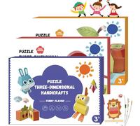 Vgpbphj 3D Handmade Origami Book, Puzzle Three-Dimensional Handicrafts, Fun DIY Pre-Cut 3D Paper Art Model, Tool-Free Design, Cartoon Origami Kit for Kids (3 Sets)