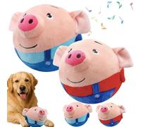 Vgpbphj Active Moving Pet Plush Toy, Interactive Dog Toys, 2026 Upgraded Rechargeable Squeaky Dog Ball Toy with Recording Sound, Washable Cartoon Pig Plush Toy for Dogs Puppies (Blue, Red)