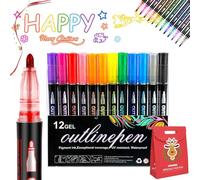 Vgpbphj Coloring Lightstick Graffiti Pen, 36-Color Highlighter Pen Outline, Dual-Line Outline Marker Pens for Art & DIY, Writing, Scrapbooking (12pcs)