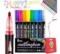 Vgpbphj Coloring Lightstick Graffiti Pen, 36-Color Highlighter Pen Outline, Dual-Line Outline Marker Pens for Art & DIY, Writing, Scrapbooking (8pcs)