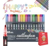 Vgpbphj Coloring Lightstick Graffiti Pen, 36 Color Highlighter Pen Outline, Dual-Line Outline Marker Pens for Art & DIY, Writing, Scrapbooking, Coloring (48pcs)