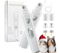 Vgpbphj Concertchop Dog Nail Grinder, Silent Pet Nail Grinder for Dogs, Electric Dog Claw Nail File, Smart LED Pet Grinder - See Blood Vessels, Zero Ouch (2Pcs White)