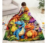Vgpbphj Cute Smiling Dinosaurs HD Digital Print Flannel, Soft Funny Throw Blanket, Warm Dino Nap Blanket Kid, Cozy Lightweight Fleece Blanket for Couch Bed Sofa Travel (50 * 40in/150 * 100cm)