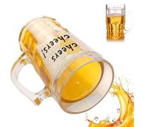 Vgpbphj Fake Beer Glass, 400ml Double Layer Funny Beer Stein, Fake Double Fake Beers Mug with Mezzanine, Prank Beer Mug with Handles, Leak-Proof Insulated, Realistic Cup for Bars Beverages (1 Pcs B)