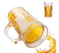 Vgpbphj Fake Beer Glass, 400ml Double Layer Funny Beer Stein, Fake Double Fake Beers Mug with Mezzanine, Prank Beer Mug with Handles, Leak-Proof Insulated, Realistic Cup for Bars Beverages (1 Pcs A)
