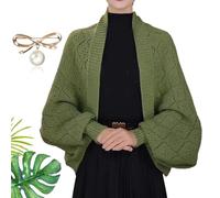 Vgpbphj Fashion Hollow Out Knitted Shawl Coat, 4-Season Hollow Knit Scarf with Sleeves, Sweater Shawl Cardigan Women, Warm, Versatile (Green, One Size)