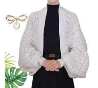 Vgpbphj Fashion Hollow Out Knitted Shawl Coat, 4-Season Hollow Knit Scarf with Sleeves, Sweater Shawl Cardigan Women, Warm, Versatile (White, One Size)