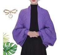Vgpbphj Fashion Hollow Out Knitted Shawl Coat, 4-Season Hollow Knit Scarf with Sleeves, Sweater Shawl Cardigan Women, Warm, Versatile (Purple, One Size)
