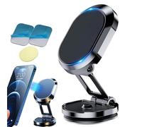 Vgpbphj Kicklo Phone Holder, Foldable Magnetic Car Phone Holder, Retractable Dashboard Holder, 2-in-1 360° Rotation Alloy Folding Magnetic Car Phones Mount, Universal for All Phones (Black)