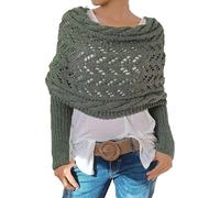 Vgpbphj Knitted Cable Wrap, Scarf With Sleeves for Women, Fashion Elegant Shrugs, Knitted Wrap for All Seasons (Gray green)