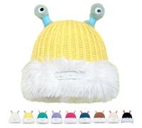 Vgpbphj Novelty Knitted Beanie Hat Adults & Kids Alien Eyes Snail Antennae Knitted Hat (Yellow)