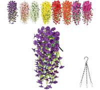 Vgpbphj Precisetrue Hanging Flowers, Perfect Home Garden Decoration - Hanging Morning Glory, Faux UV Artificial Flowers for Outdoor Baskets, Diy Fake Trailing Plants (Purple)