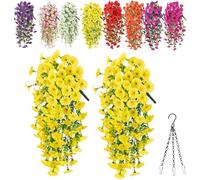 Vgpbphj Precisetrue Hanging Flowers, Perfect Home Garden Decoration - Hanging Morning Glory, Faux UV Artificial Flowers for Outdoor Baskets, Diy Fake Trailing Plants (2 pcs Yellow)