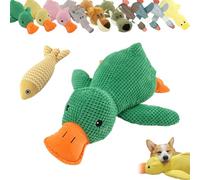 Vgpbphj Quacker Calming Duck Toy, The Mellow Dog Calming Duck, Emotional Support Duck for Dogs, Yellow Duck Dog Toy, Stuffed Duck Dog Chew Toys with Squeaker for Indoor Puppy (Green Duck)