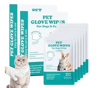 Vgpbphj Rinse-Free Dog Shampoo Mitts - Hypoallergenic Pet Bath Wipes, 6 Packs, Instant Bath Cleaning Gloves for Dogs, Pet Glove Wipes for Daily Care and Traveling (2 Boxed)