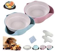Vgpbphj Shell Collecting Snack Bowl, Pistachio Bowl with Shell Storage, Double Dish Nut Bowl, Double Dish Snack Bowl for Pistachios, Peanuts, Edamame, Cherries, Nuts (2pcs-2)