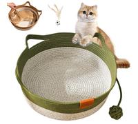Vgpbphj Stimulicat Cat Bed, Stimulicat Handwoven Basket, Cat Bed Rope Cotton, Foldable Scratchable Hammock with Cats Ear Design, Breathable & Easy to Clean, all Season Universal (Green, S)