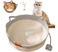 Vgpbphj Stimulicat Cat Bed, Stimulicat Handwoven Basket, Cat Bed Rope Cotton, Foldable Scratchable Hammock with Cats Ear Design, Breathable & Easy to Clean, all Season Universal (Gray, L)
