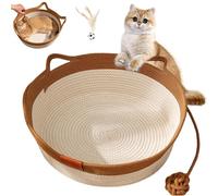 Vgpbphj Stimulicat Cat Bed, Stimulicat Handwoven Basket, Cat Bed Rope Cotton, Foldable Scratchable Hammock with Cats Ear Design, Breathable & Easy to Clean, all Season Universal (Brown, L)