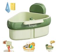 Vgpbphj Suction Cup Sink Corner Rack, The Triangular Filter Frame Food Waste Catcher, Suction Cup Press Sink Drainer Basket, Automatic Dumping No Drillin, for Kitchen (Green)