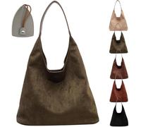 Vgpbphj Suede Purse Slouchy Tote Bag Brown Leather Purse Suede Hobo Shoulder Bag Leather Hobo Bags for Women (A-Green)