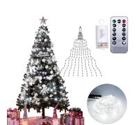 Vgpbphj Waterfall Christmas Tree Lights, 8 Modes 100-600 Christmas LED Firefly Twinkle String Lights, 3.3/6.6/9.8Ft Cascading Twinkle Lights USB/Battery Powered (White-Battery,9.84ft 600 Lights)