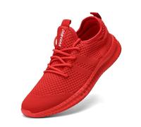 VGPSFN Mens Trainers Running Shoes Sport Walking Sneakers Casual Slip on Walking Shoes Lightweight Gym Workout Shoes Fashion Sneakers Breathable Mesh Fashion Sneakers Red Size 10