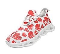 VGPSFN Mens Trainers Running Walking Shoes Sport Outdoor Casual Tennis Gym Hiking Shoes Lightweight Comfortable Fitness Sneakers for Men Fashion Work Athletic Jogging White_Red UK 9.0