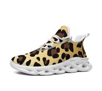 VGPSFN Mens Trainers Running Walking Shoes Sport Outdoor Casual Tennis Gym Hiking Shoes Lightweight Comfortable Fitness Sneakers for Men Fashion Work Athletic Jogging Yellow_Brown UK 9.5