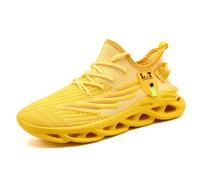 VGPSFN Mens Trainers Running Walking Shoes Sport Outdoor Casual Tennis Gym Hiking Shoes Lightweight Comfortable Fitness Sneakers for Men Fashion Work Athletic Jogging Yellow UK 7.0