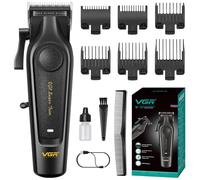 VGR 197 Professional Hair Clippers for Men, Cordless & Corded Barber Clippers with Ceramic Stainless Steel Blades, LED Indicator, Hair Cutting Kit with 6 Guide Combs & Grooming Accessories