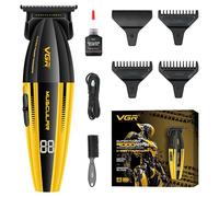 VGR 285T Small Hair Trimmer for Men, 9000RPM Professional Beard Trimmer | Zero Gapped Ceramic & DLC T Blade Clippers for Hair Cutting, Cordless Hair Clippers Barber Kit with LED Display