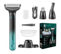 VGR 625 Body Hair Trimmer for Men,3-in-1 Versatile Electric Trimmer for Body/Eyebrow/Beard/Nose/Ear Hair,USB Rechargeable Mens Grooming Kits, IPX5 Waterproof Mens Shaver Portable Travel Set