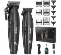 VGR 640 Professional Hair Clippers for Men, Cordless Barber Clippers and Trimmers Set, Zero Gap T-Blade Hair Cutting Kit, DLC Coated Ceramic Blade Premium Gift Barber Kit with LED Display(Black)