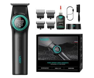 VGR 977 Professional Hair Trimmer for Men, 8000 RPM T-Blade Trimmer Zero Gapped Cordless Barber Clippers, Rechargeable Edge Clippers with LED Display