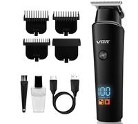 VGR Beard Trimmer Men - Cordless USB-C Rechargeable Hair Clippers - 6500 RPM Electric Motor - 500 Min Battery - 0.2 mm Close Cut Facial & Head Trimmer - Stubble, Moustache, Neck, Face Grooming Kit
