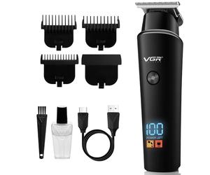 VGR Beard Trimmer Men - Cordless USB-C Rechargeable Hair Clippers - 6500 RPM Electric Motor - 500 Min Battery - 0.2 mm Close Cut Facial & Head Trimmer - Stubble, Moustache, Neck, Face Grooming Kit