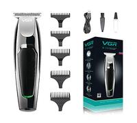 VGR Hair Clippers for Men, Cordless Low Noise Men's Oil Head Clipper Professional Electric Shaving USB Rechargeable for Engraving, Bald, Beard, Hair Angle Trimmer,Black