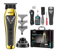 VGR Professional Beard Hair Trimmer Men - Electric Cordless USB-C Rechargeable Battery 150 Runtime - Zero Gap DLC Precision T-Blade - 10000 RPM Vector Motor Barber Machine Detailer, Lining, Edge