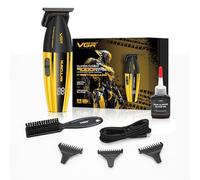 VGR Professional Hair Trimmer for Men, 9000 RPM High-Speed Electric Motor, Close Cut Precision DLC Blade, Cordless USB-C Rechargeable Battery, Barber & Home Beard Stubble Grooming, Detailer for Edges
