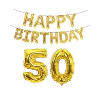VGRDTM 50th Birthday Balloons, Happy Birthday Balloons,50 Balloon - 16 Inch Letters & 40 Inch Giant Number Foil Balloon Set for 50th Birthday Party Decorations