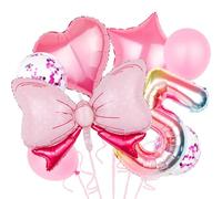 VGRDTM 5th Birthday Decorations Girls,Princess Balloons,5 Balloon,Bow Balloons - Princess Party Decor with Giant Pink Bow Foil & Glitter Number 5 Balloon for 5 Year Old Girl