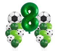 VGRDTM 8th Birthday Decorations, Football Birthday Decorations, Football Balloons Set for Boys - Dark Green Black White Soccer Party Supplies with Number 8 Balloon