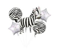 VGRDTM Animal Balloons,Jungle Theme Party Decorations, Zebra Print Foil Balloon Set with Star Balloon for Birthday Baby Shower Supplies