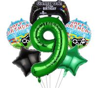VGRDTM Gaming Balloons, 9th Birthday Decorations, 9 Balloon, Video Game Theme Party Supplies Kit with Controller Balloons for Boys (6Pcs Green)