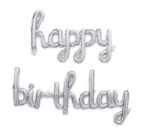VGRDTM Happy Birthday Balloons, Silver Balloons, Self Inflating Balloon, Silver Foil Letter Banner Decoration for Kids Adults Birthday Party Supplies