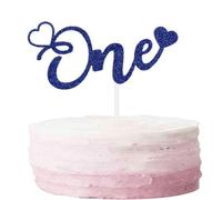 VGRDTM One Cake Topper, 1st Birthday Cake Topper, 1st Birthday Cake Decorations for Boys, Blue Glitter First Baby Shower Party Supplies, 13cm Baby Shower Cake Decoration