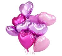 VGRDTW 10Pcs Pink Purple Heart Balloons Set, 18 Inch Light Pink Lavender Rose Foil for Wedding Valentine Party Decorations